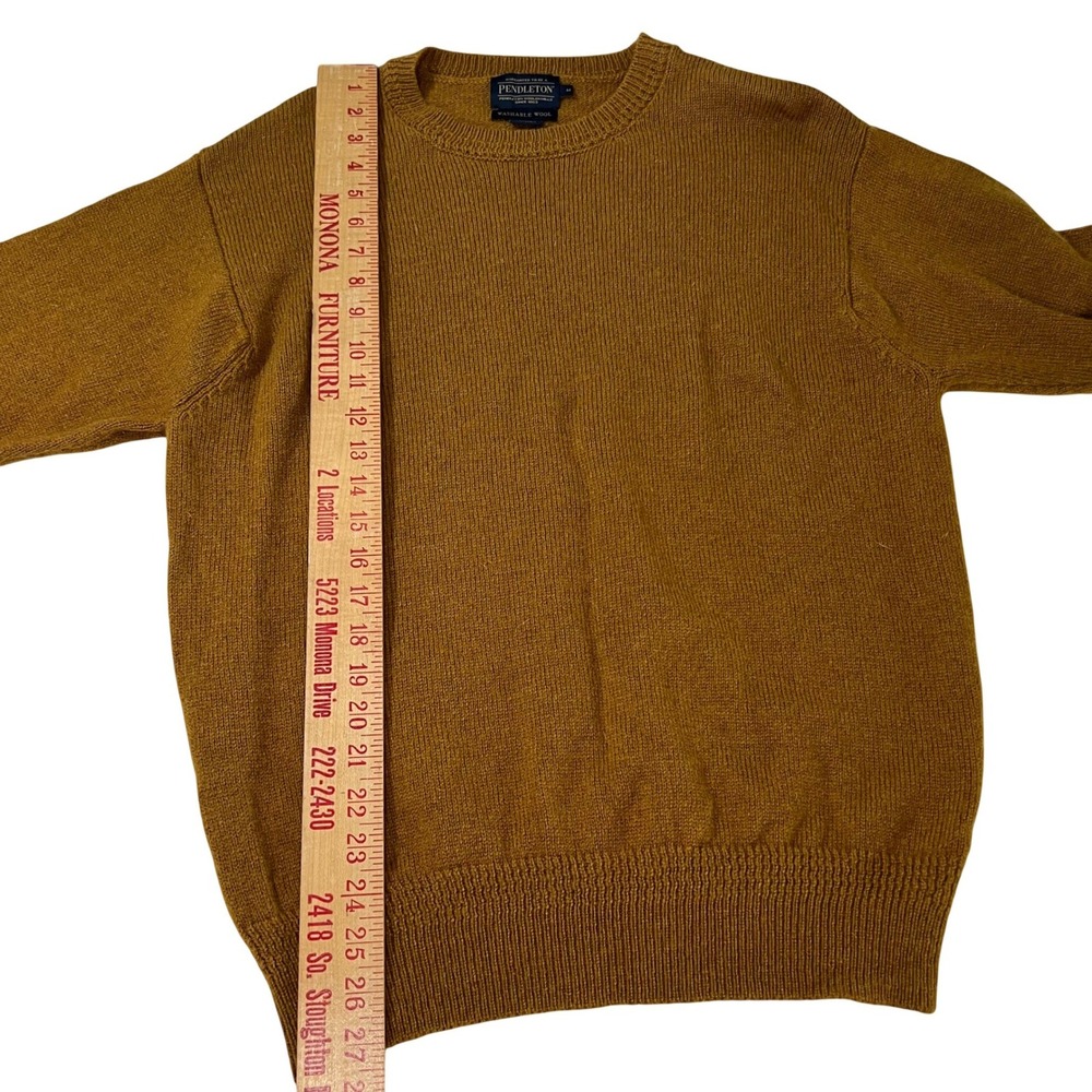 Pendleton Mens Washable Wool Crewneck Sweater Mustard Yellow Ochre Size M - Picture 5 of 6